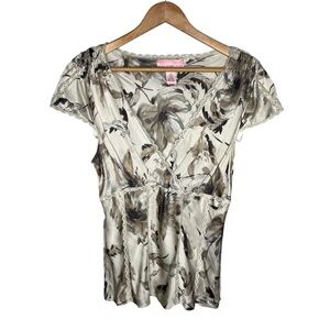 Y2K Vintage Floral Silk Lace Surplice Babydoll Top Fairycore Preppy Going Out